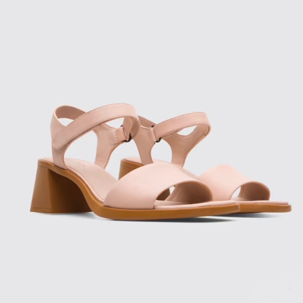Camper Karolina Nude Pink Leather Heel Sandal Size 9.5